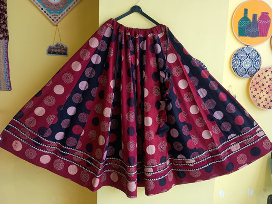"Ragini" Ajrakh handblock cotton kali skirt