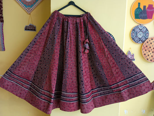 "Ragini" Ajrakh handblock cotton kali skirt