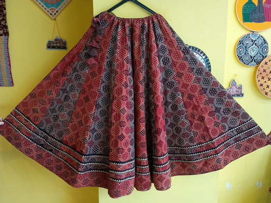 "Ragini" Ajrakh handblock cotton kali skirt