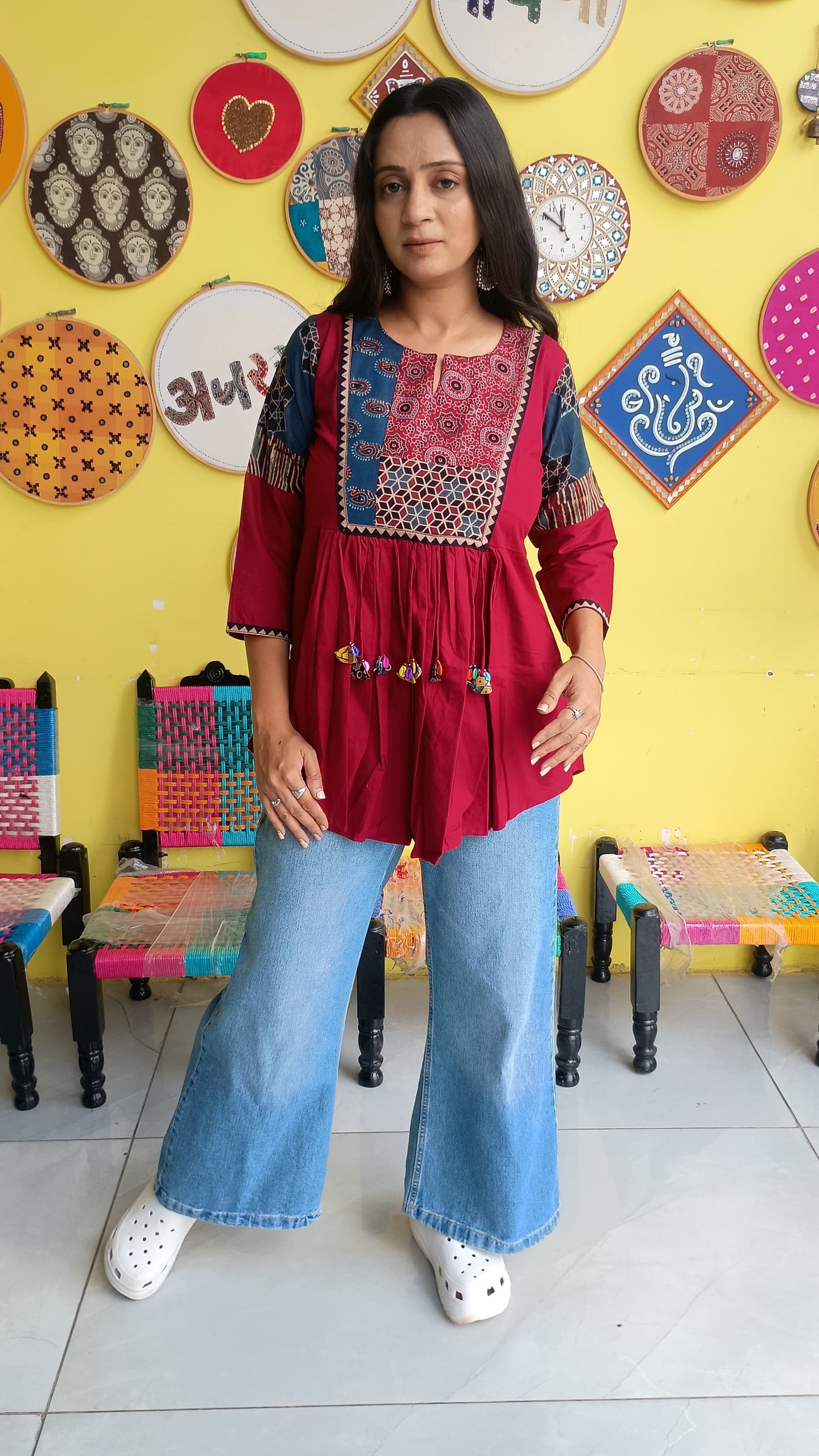 "Rishika" Plain cotton short top