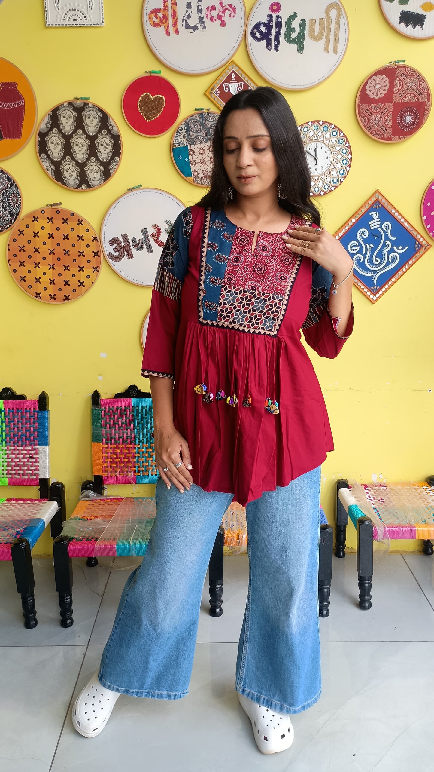 "Rishika" Plain cotton short top