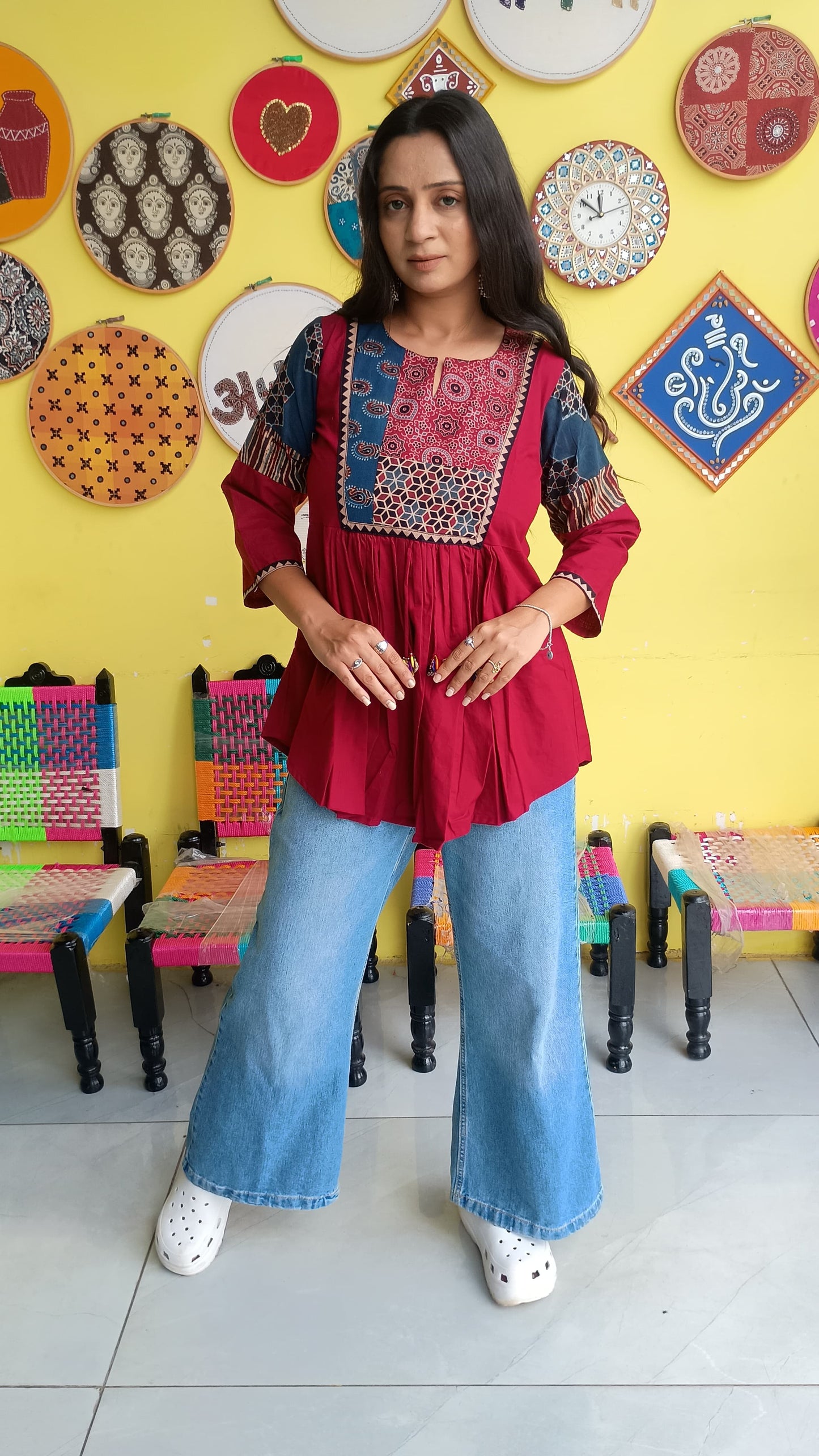 "Rishika" Plain cotton short top