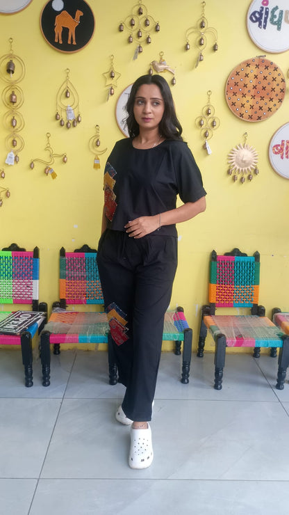 "Sophia" Plain cotton crop top pant co-ord set