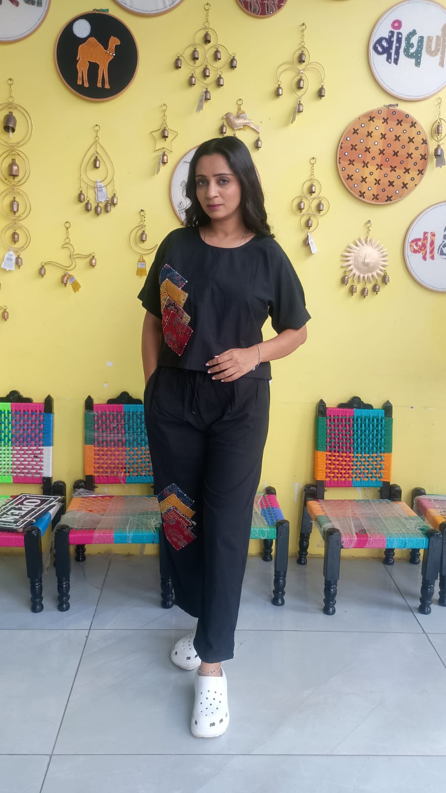 "Sophia" Plain cotton crop top pant co-ord set