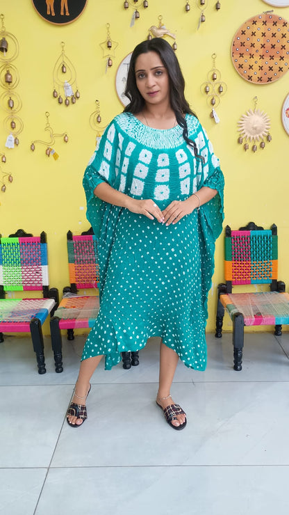 "Noor"Modal Bandhani with sibori print Kaftan