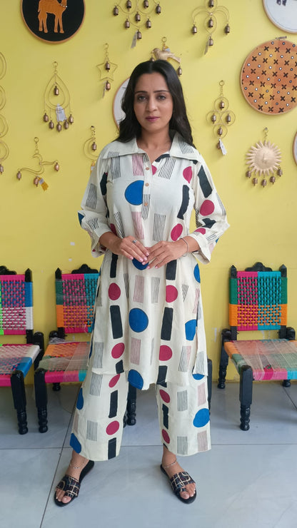 "Vanya" White Semi rayon cotton co-ord set