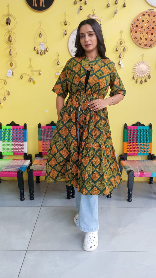 "Ira" Semi Natural cotton two layer long shrug