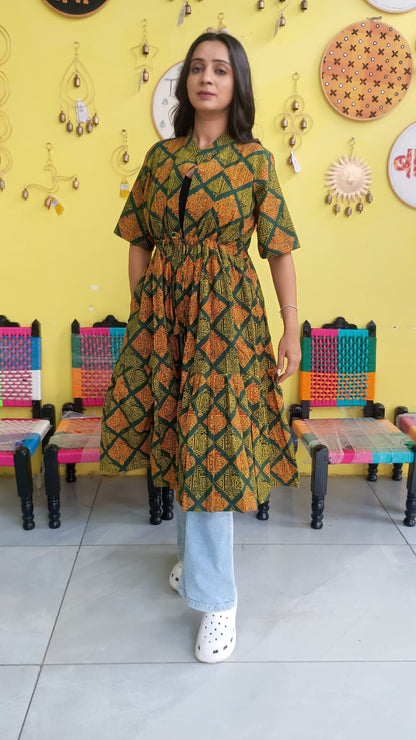 "Ira" Semi Natural cotton two layer long shrug