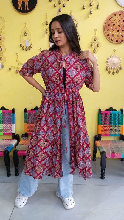 "Ira" Semi Natural cotton two layer long shrug