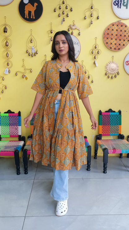 "Ira" Semi Natural cotton two layer long shrug