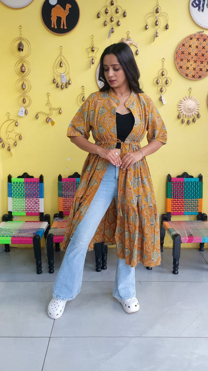 "Ira" Semi Natural cotton two layer long shrug