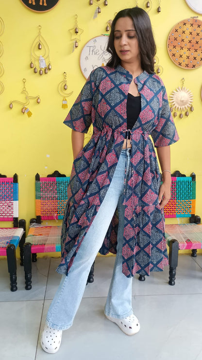 "Ira" Semi Natural cotton two layer long shrug