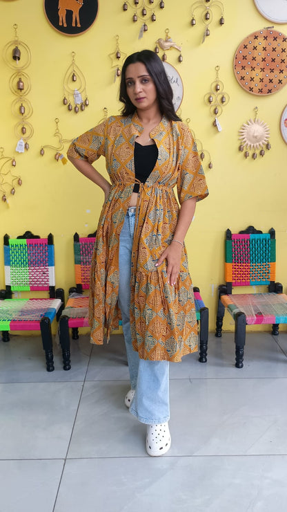 "Ira" Semi Natural cotton two layer long shrug