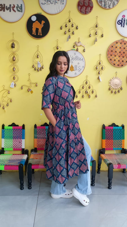 "Ira" Semi Natural cotton two layer long shrug