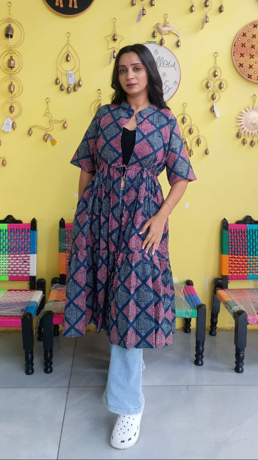 "Ira" Semi Natural cotton two layer long shrug