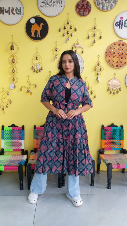 "Ira" Semi Natural cotton two layer long shrug