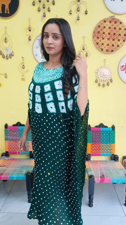 "Noor" Modal Bandhani with sibori print Kaftan