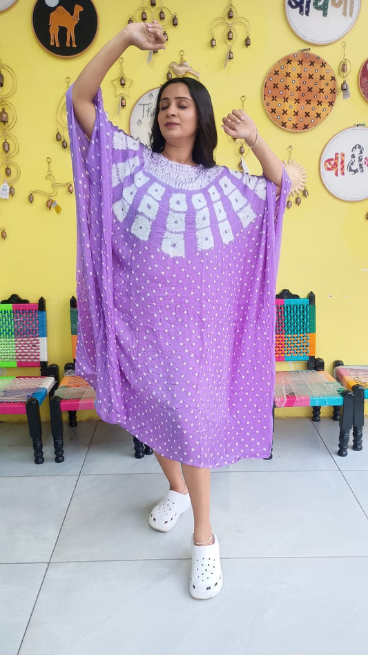 "Noor" Modal Bandhani with sibori print Kaftan