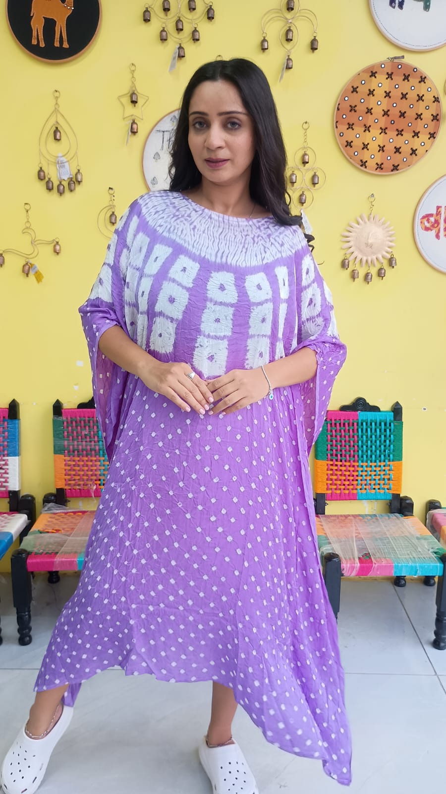 "Noor" Modal Bandhani with sibori print Kaftan