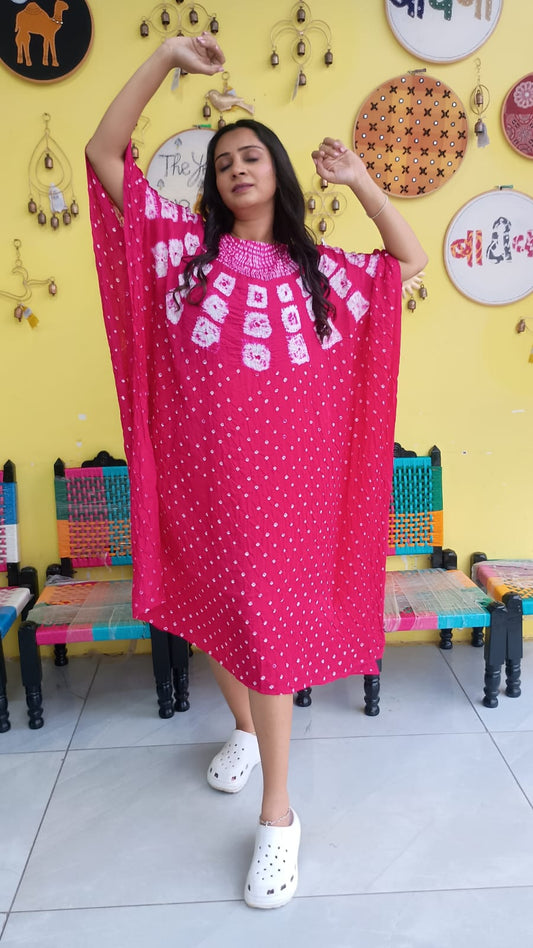 "Noor" Modal Bandhani with sibori print Kaftan