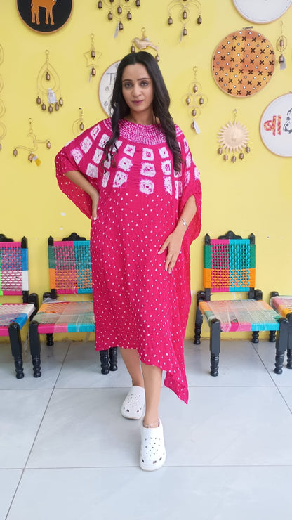 "Noor" Modal Bandhani with sibori print Kaftan