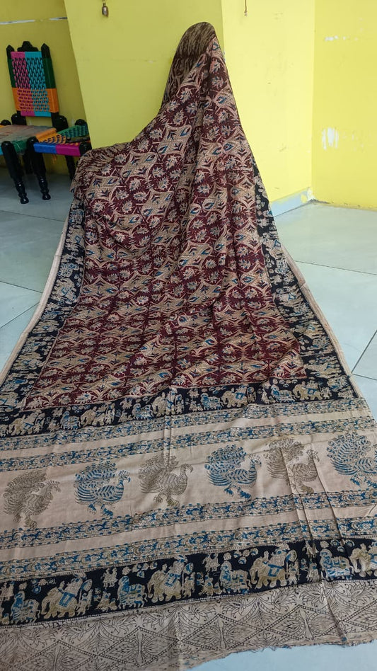 "Madhvi"Kalamkari cotton saree