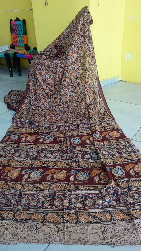 "Madhvi"Handblock cotton kalamkari cotton saree