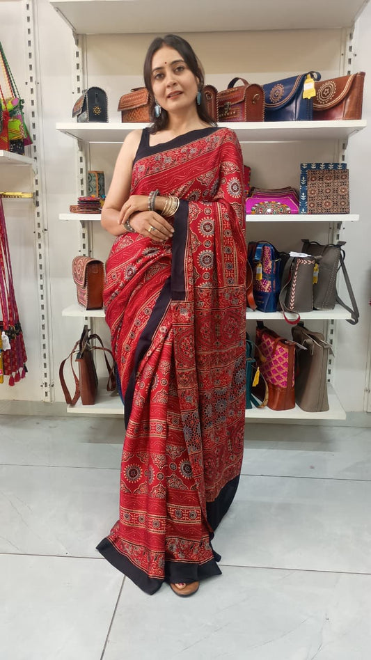 "Prachi "New ajrakh modal silk saree