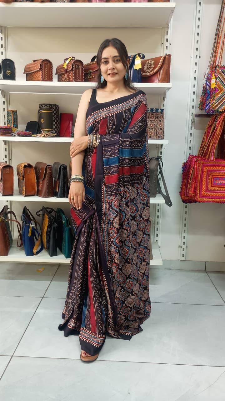 "Prachi "Ajrakh modal silk saree