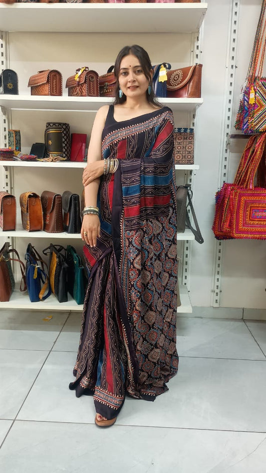 "Prachi "Ajrakh modal silk saree