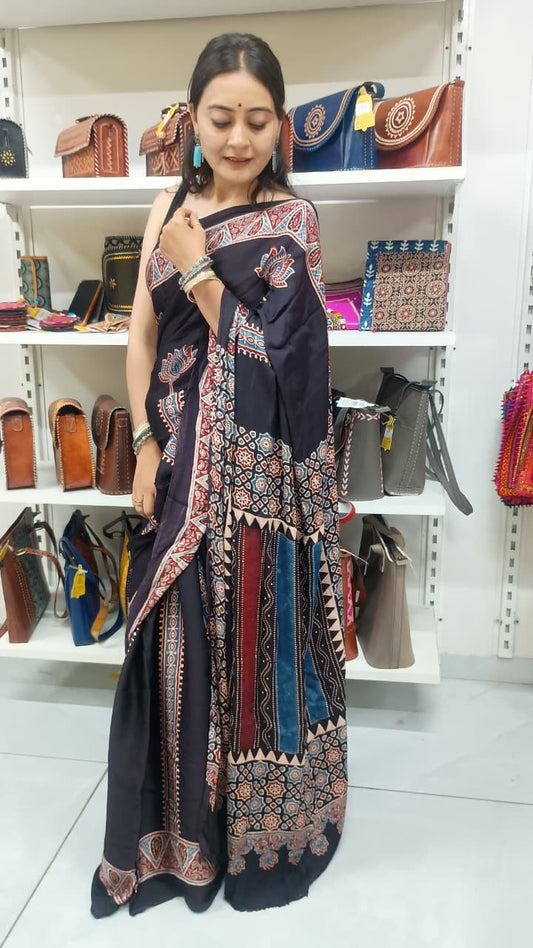 "Prachi "Ajrakh pure modal silk saree