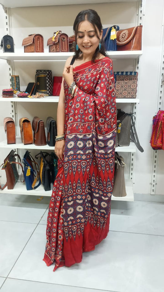 "Prachi "Ajrakh pure modal silk saree