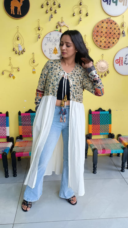 "Ishani" White Long navratri special jacket