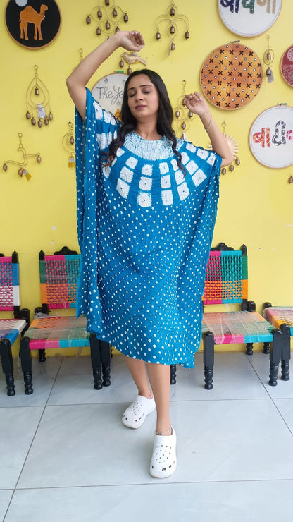 "Noor"Modal Bandhani with sibori print Kaftan