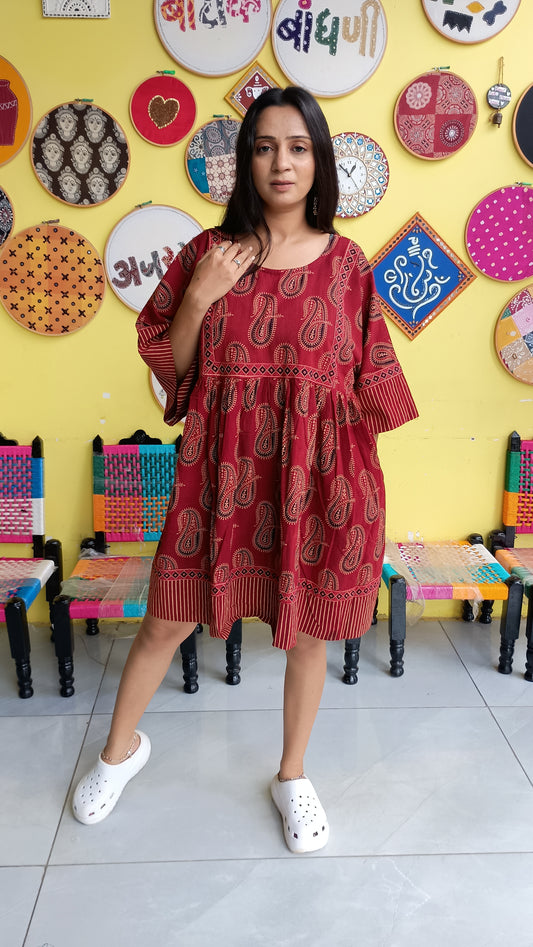 "Jessica"New  Ajrakh handblock cotton one piece
