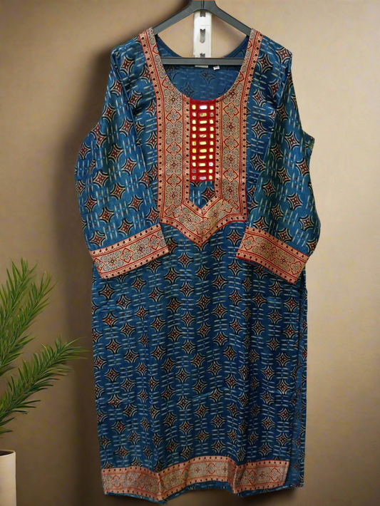 "Naity" mashroo mirror work kurti