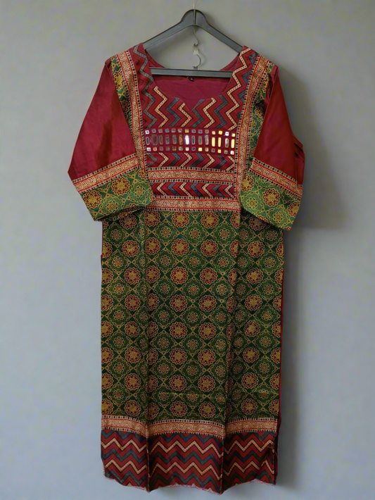 "Naity" mashroo mirror work kurti