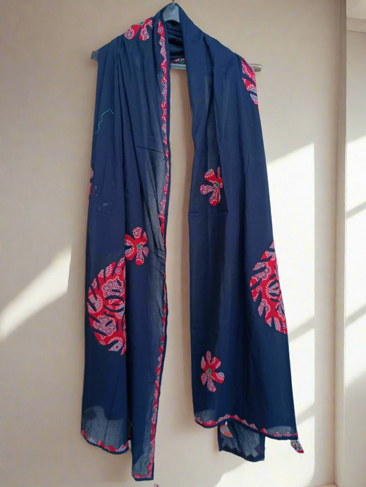"Khyati" Mul cotton applique work dupatta