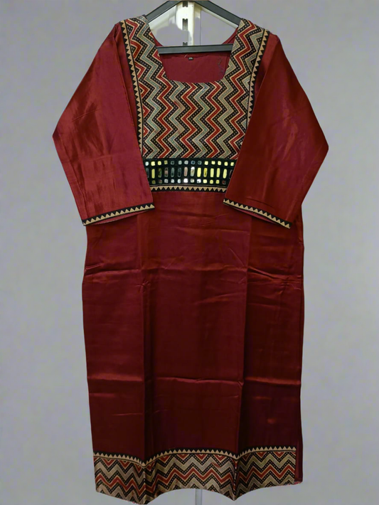 "Naity" mashroo mirror work kurti