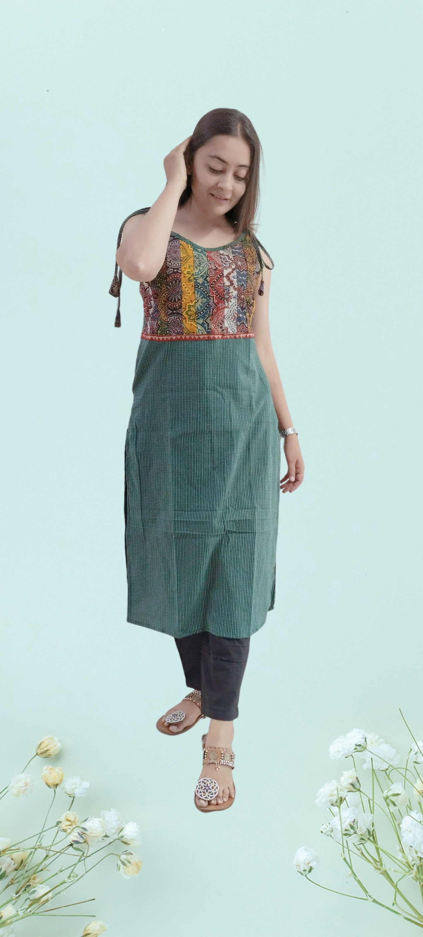 "MAHI" Plain katha straight spaghetti kurti