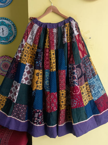 MULTI PATCH WORK COTTON SKIRT