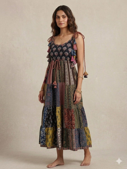 *Magic kurti* Cotton multi patch work one piece