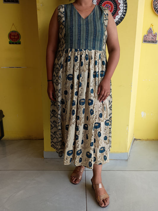 "Mishka"New natural handblock cotton long kurti
