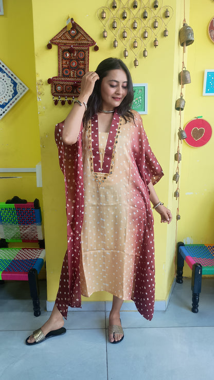 "Noor "Modal Bandhani double colour  Kaftan