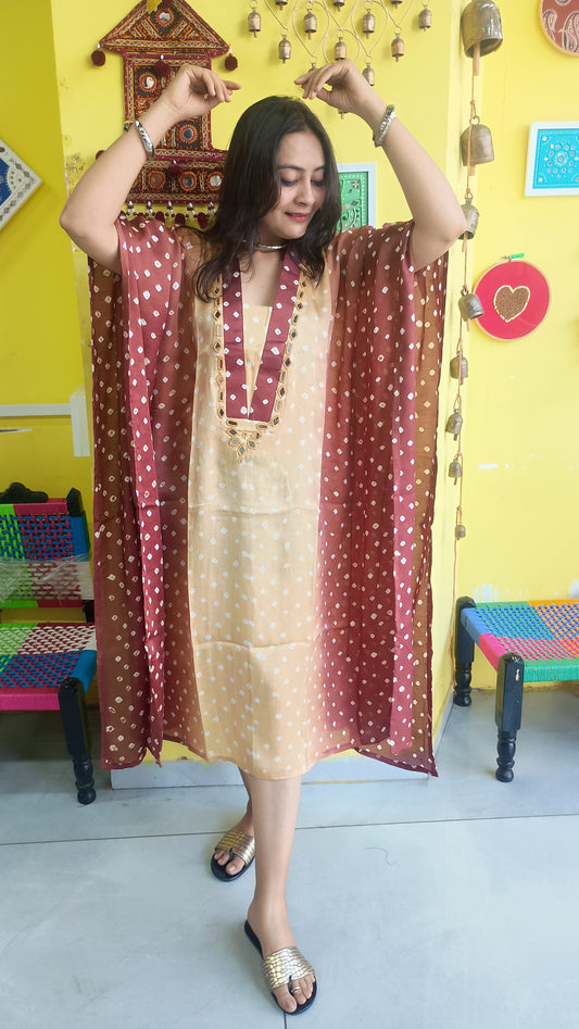 "Noor "Modal Bandhani double colour  Kaftan