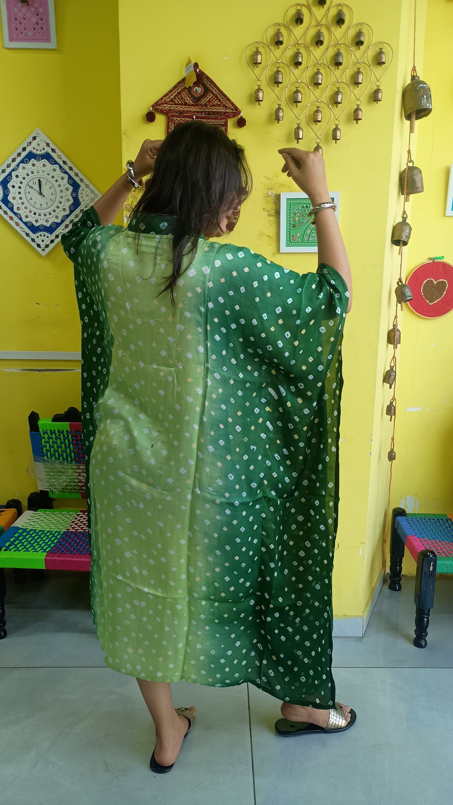 "Noor"Modal Bandhani  print Kaftan