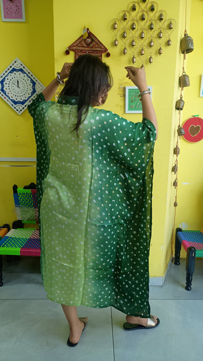 "Noor"Modal Bandhani  print Kaftan