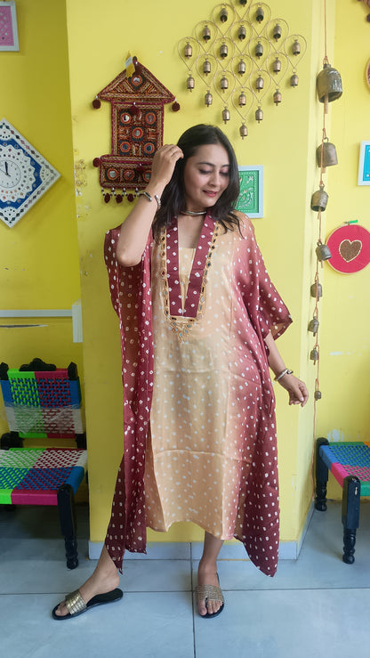 "Noor "Modal Bandhani double colour  Kaftan