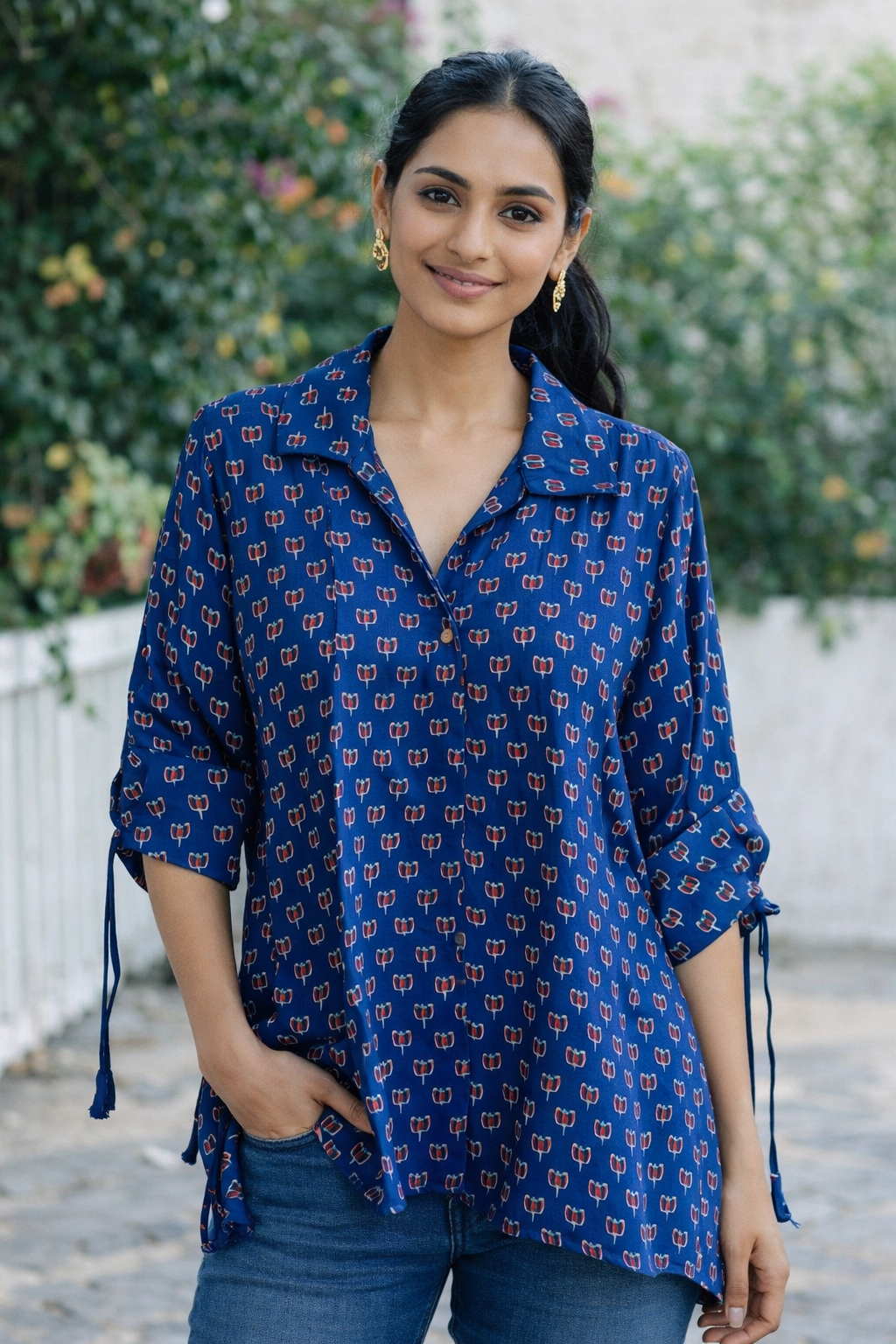 *Kamya*Pure modal ajrakh print shirt