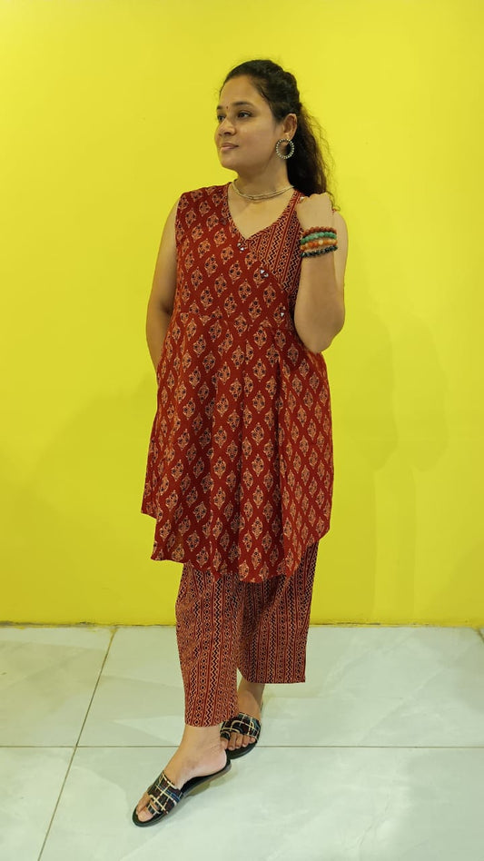 "Vaidehi" ajrakh handblock cotton summer special co-ord set